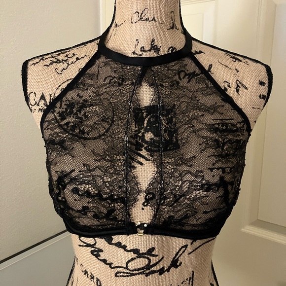 Victoria's Secret Other - Victoria's Secret VS very sexy Black Lace sheer halter bra lingerie 34D
